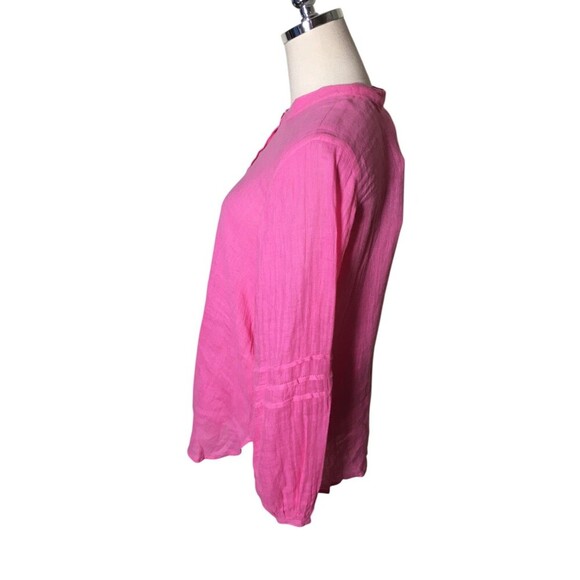 Click CMC Top Women's Size XL Pink Button Up Long Sleeve 100% Linen - Picture 4 of 8